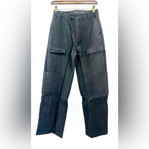 Women's Salty By Dressed In LALA Grey  Straight-Leg Cargo Vegan Leather Pants